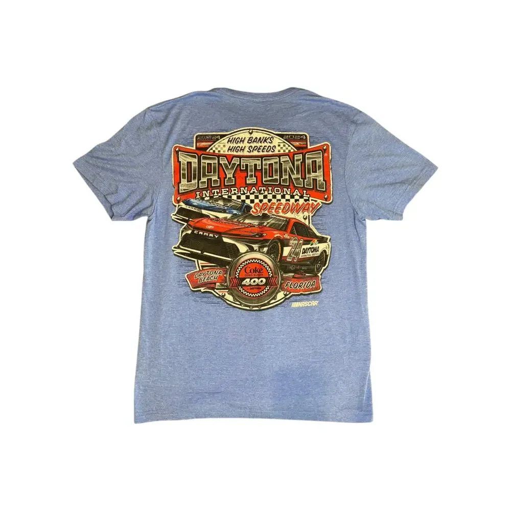 NASCAR Daytona Coke 400 2024 Blue Graphic Racing Tee Mens M - Picture 6 of 9